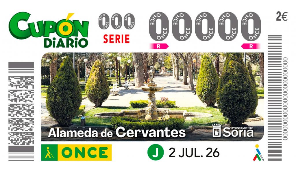 La Alameda de Cervantes en Soria, protagonista de cinco millones de cupones que la ONCE para el sorteo del 2 de julio