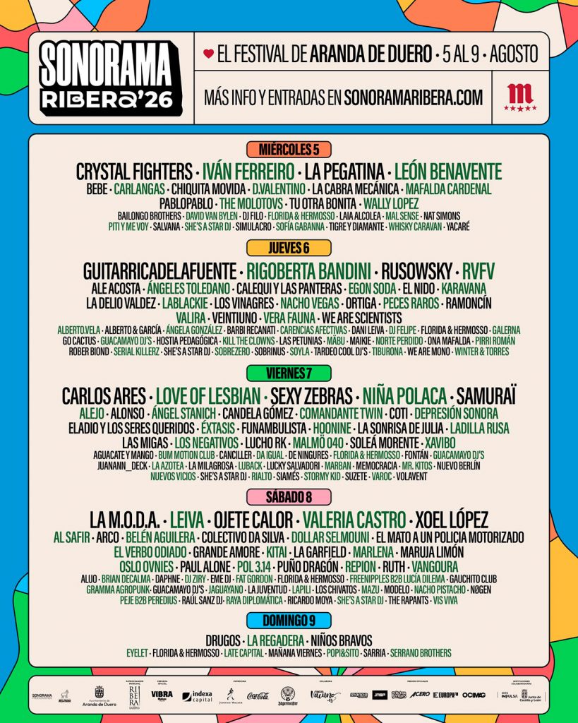Sonorama Ribera 2026 anuncia su cartel y se prepara para convertir Aranda de Duero (Burgos) en el epicentro de la música en directo
