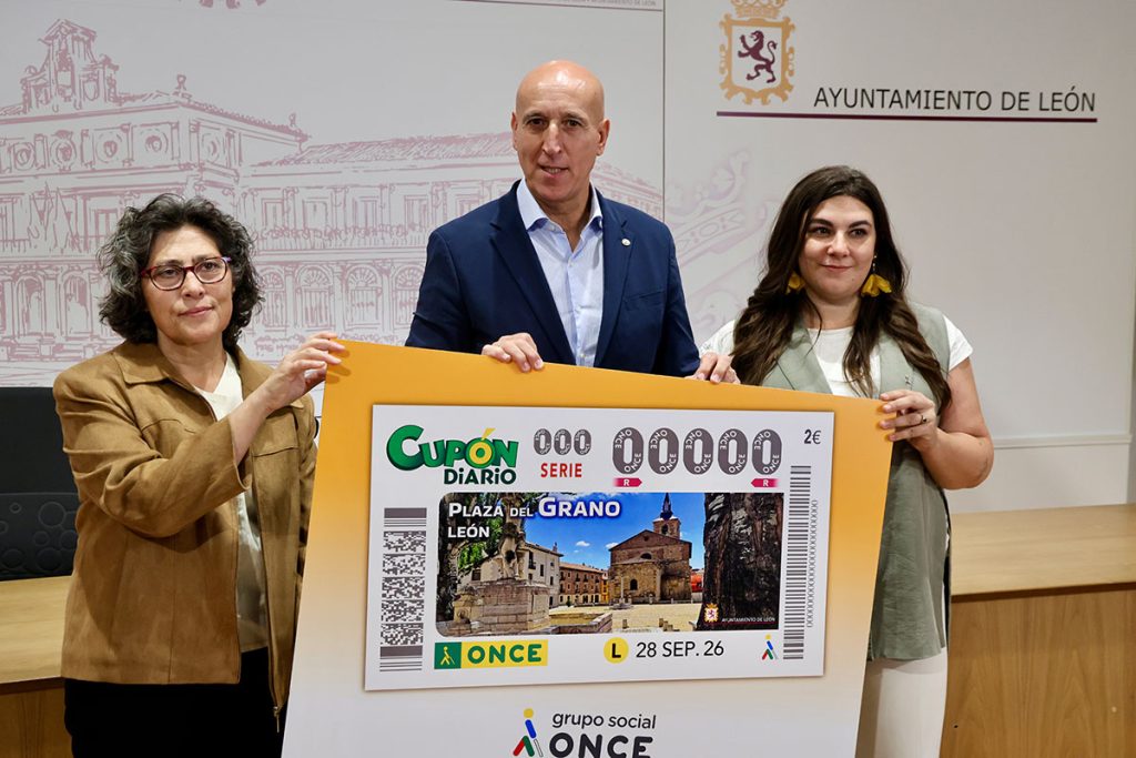 La ONCE dedica su cupón del 28 de septiembre a la plaza del Grano de León